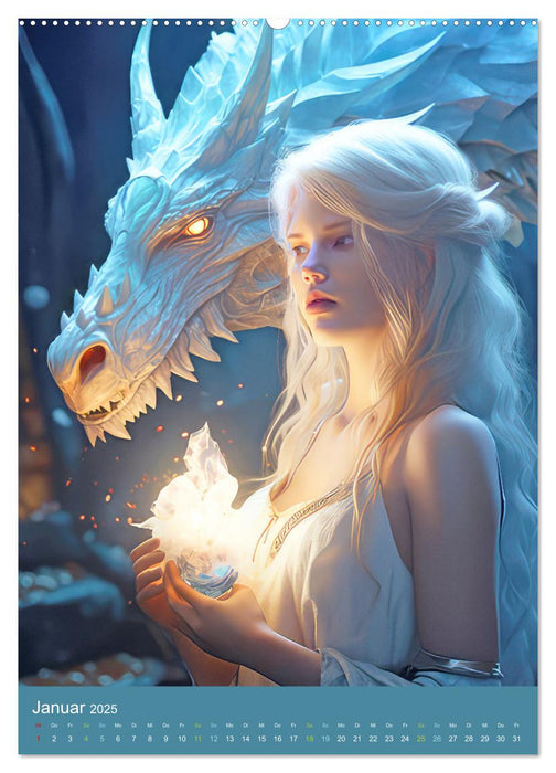 Drachenfrauen - Fantasiebilder (CALVENDO Wandkalender 2025)