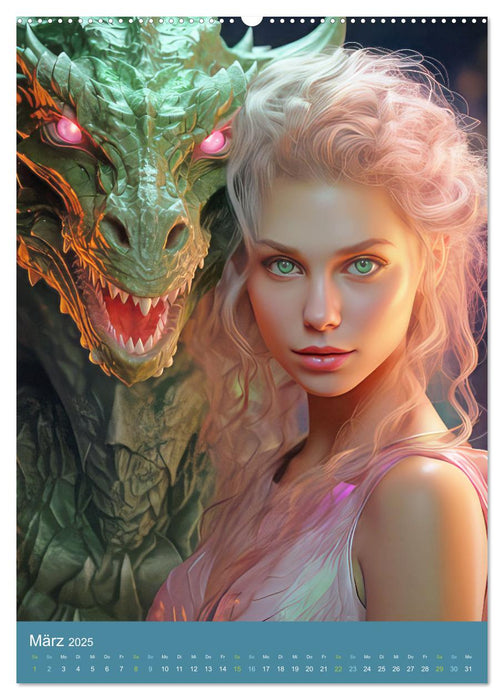 Drachenfrauen - Fantasiebilder (CALVENDO Wandkalender 2025)