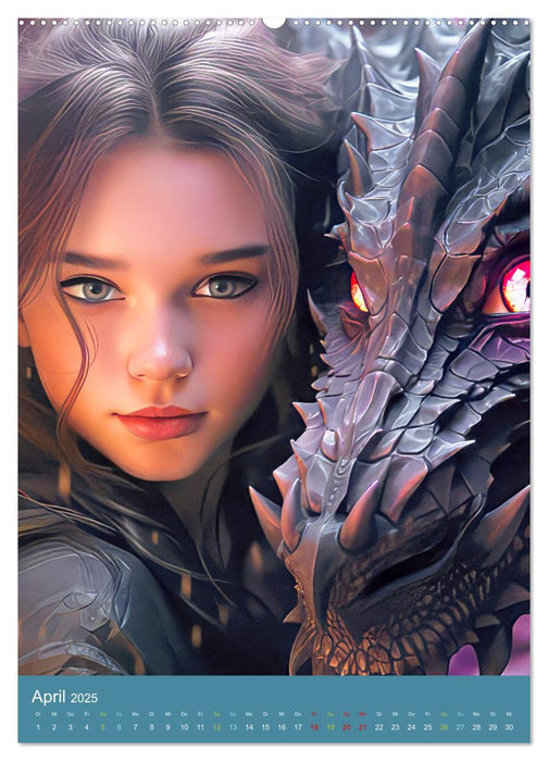 Femmes dragons - images fantastiques (Calendrier mural CALVENDO 2025) 