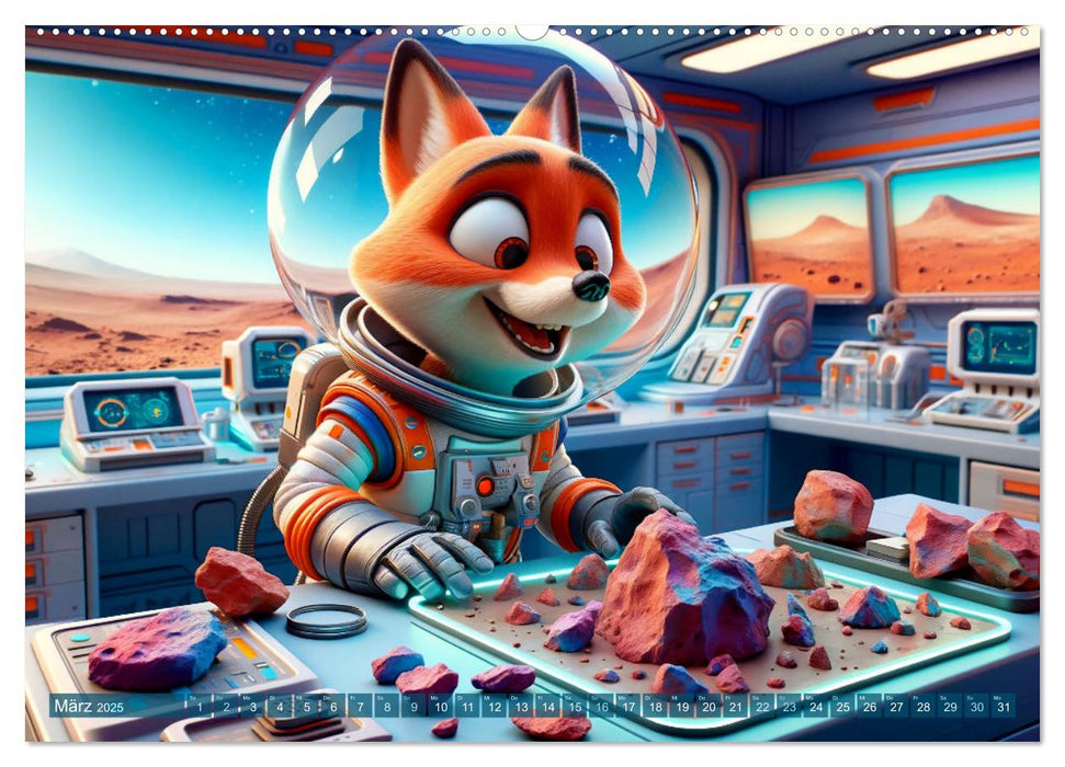 Tierische Raumfahrer: Durch das Universum mit Fell und Feder (CALVENDO Premium Wandkalender 2025)