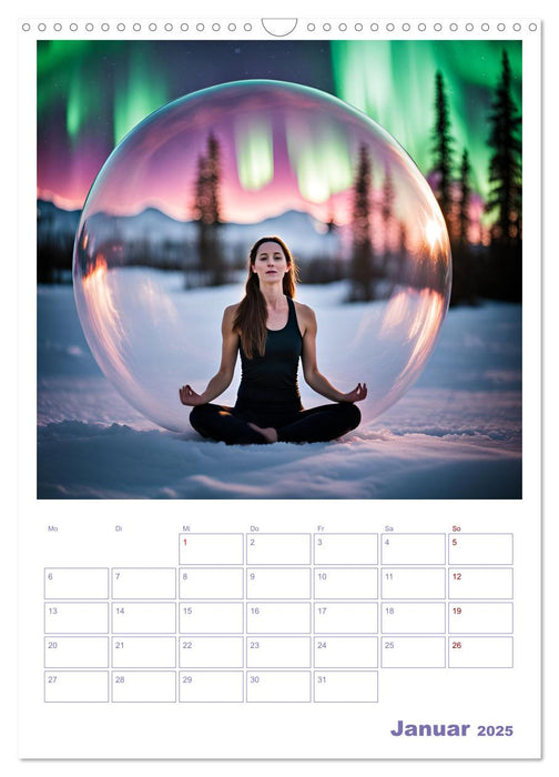 Yoga Globetrotter : l'IA voyage dans des bulles de savon. Une année d'harmonie dans les plus beaux endroits du monde (calendrier mural CALVENDO 2025) 