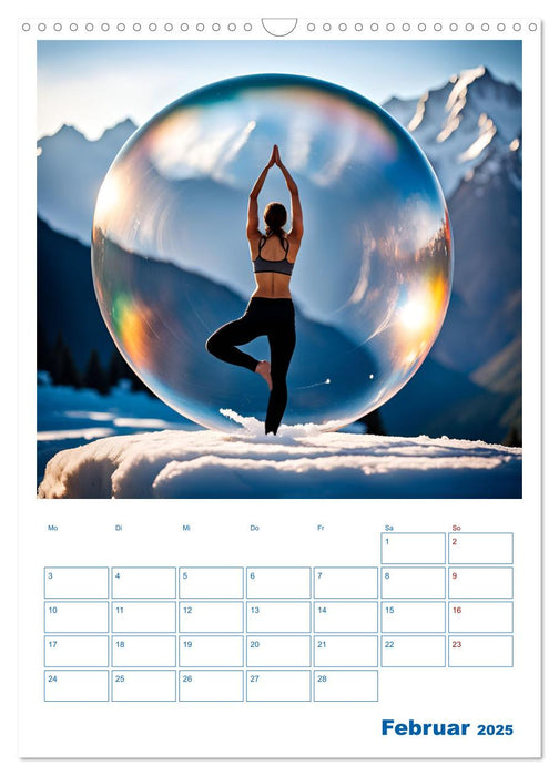 Yoga Globetrotter : l'IA voyage dans des bulles de savon. Une année d'harmonie dans les plus beaux endroits du monde (calendrier mural CALVENDO 2025) 