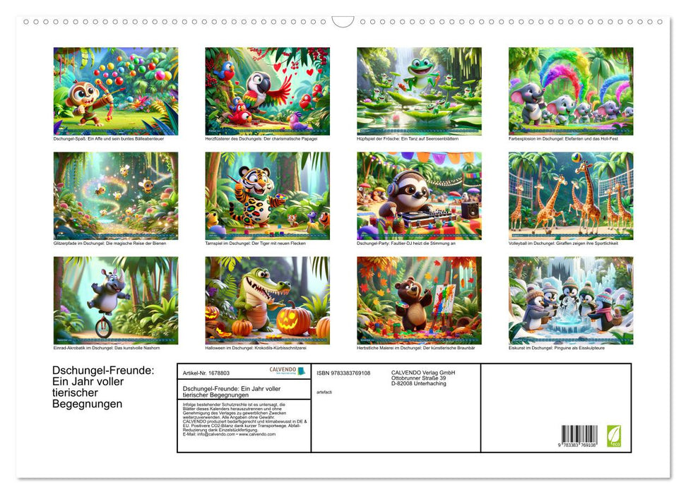 Jungle Friends : Une année riche en rencontres avec les animaux (Calendrier mural CALVENDO 2025) 