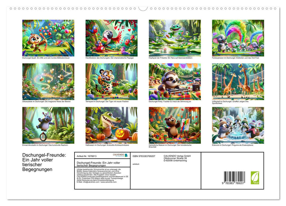 Dschungel-Freunde: Ein Jahr voller tierischer Begegnungen (CALVENDO Premium Wandkalender 2025)