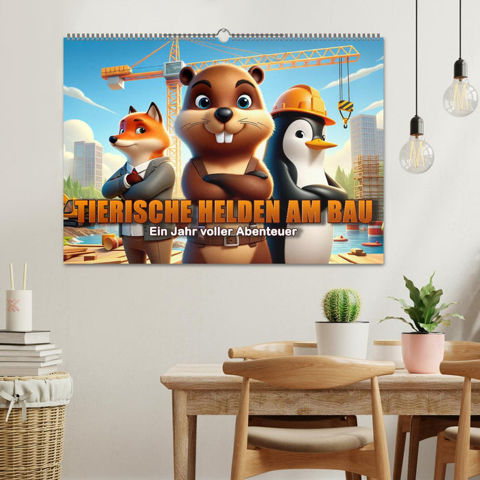 Héros animaux dans la construction : Une année pleine d'aventures (Calendrier mural CALVENDO 2025) 