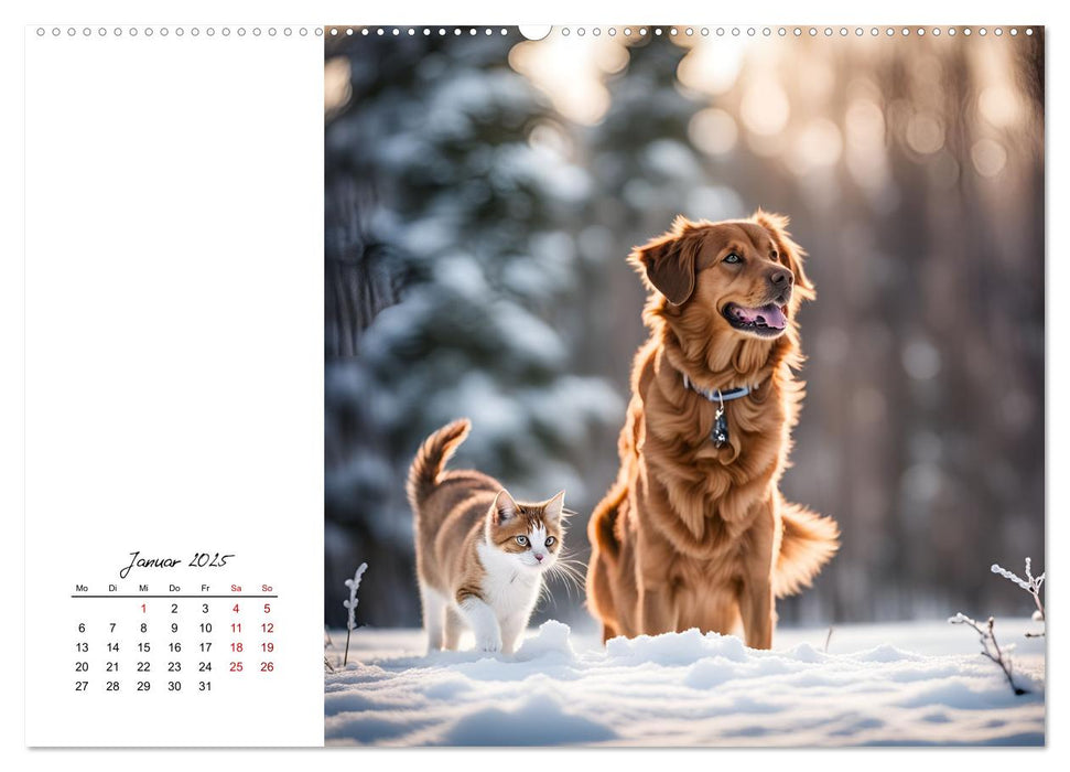 KI - Hund und Katz `des Menschen bester Freund (CALVENDO Premium Wandkalender 2025)