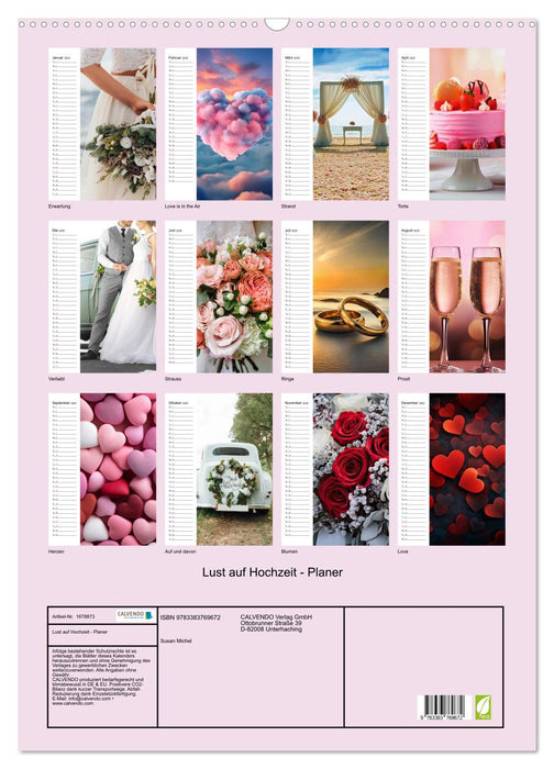 Lust auf Hochzeit - Planer (CALVENDO Wandkalender 2025)