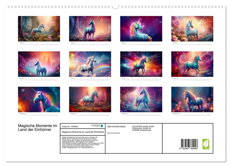 Moments magiques au pays des licornes (Calendrier mural CALVENDO Premium 2025) 
