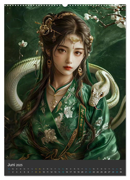 Chinesische Tierkreiszeichen - Fantasie-Zodiak im Stil des alten Chinas (CALVENDO Premium Wandkalender 2025)