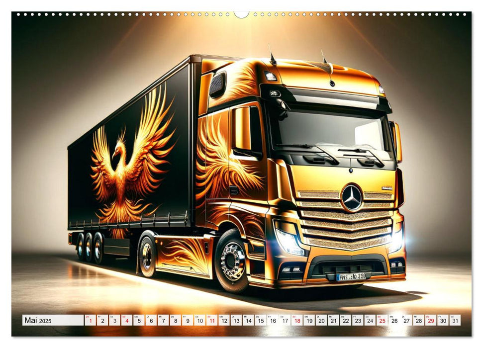 Fascination pour les camions : conceptions IA de peinture et de performances (calendrier mural CALVENDO 2025) 