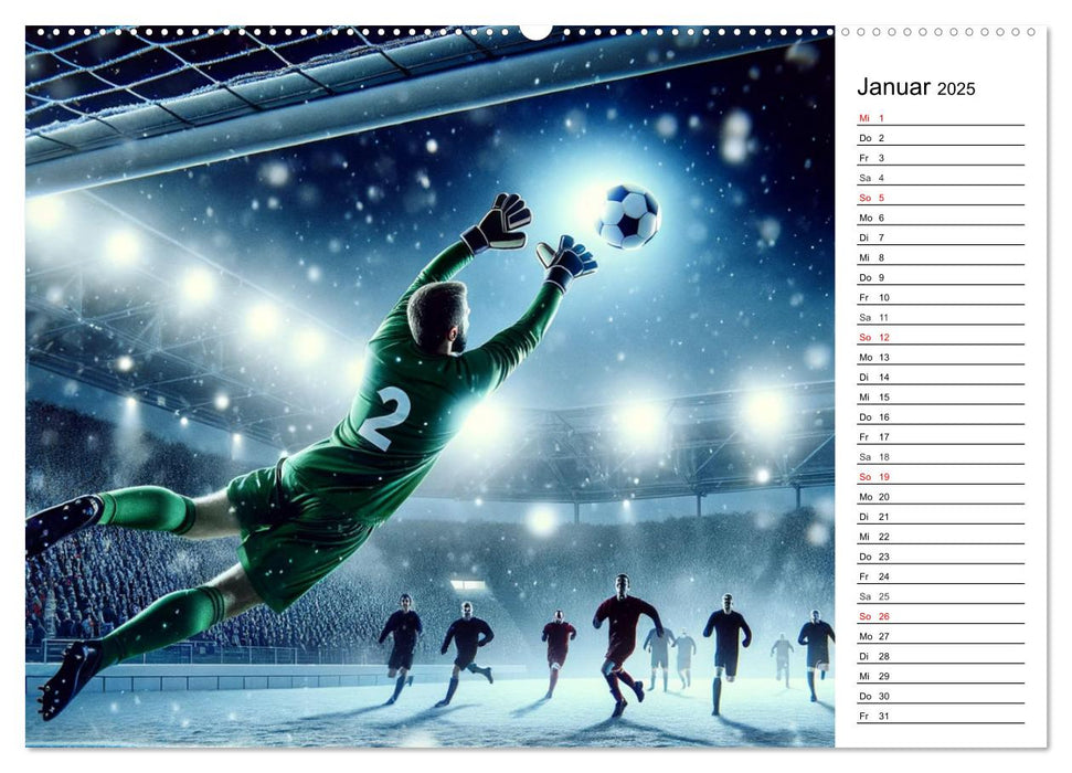 Temps forts du football – Moments de match créés par l'IA (calendrier mural CALVENDO Premium 2025) 