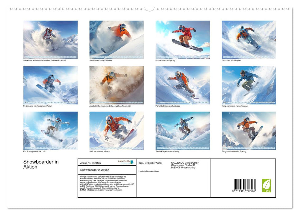 Snowboarder in Aktion (CALVENDO Premium Wandkalender 2025)