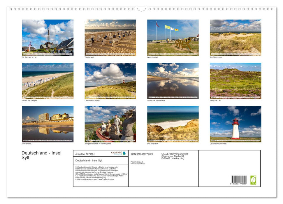 Deutschland - Insel Sylt (CALVENDO Wandkalender 2025)