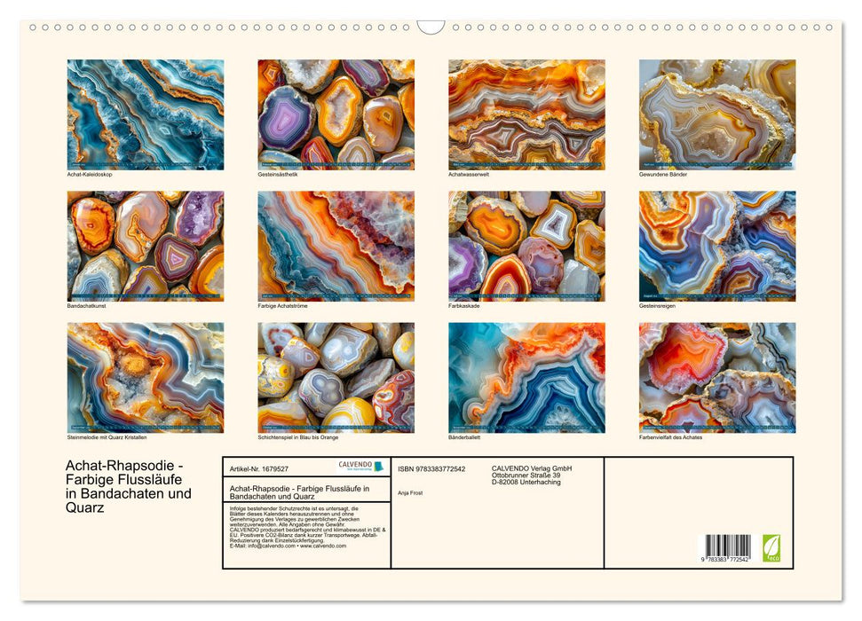 Achat-Rhapsodie - Farbige Flussläufe in Bandachaten und Quarz (CALVENDO Wandkalender 2025)