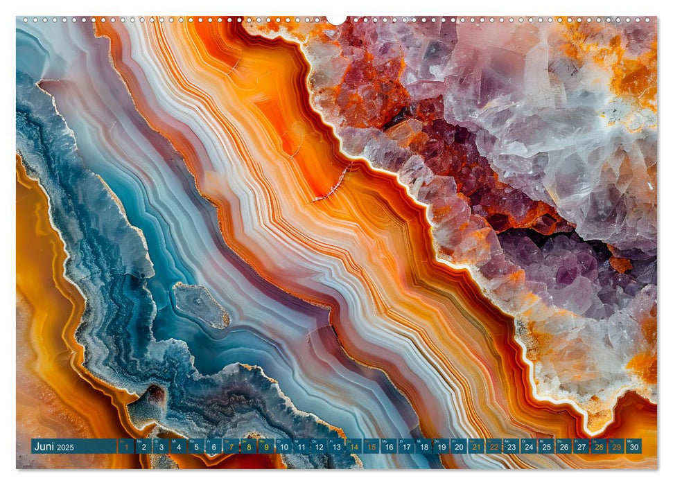Achat-Rhapsodie - Farbige Flussläufe in Bandachaten und Quarz (CALVENDO Wandkalender 2025)