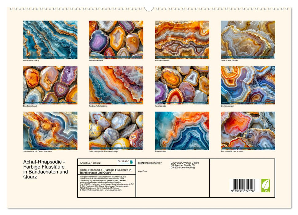 Achat-Rhapsodie - Farbige Flussläufe in Bandachaten und Quarz (CALVENDO Premium Wandkalender 2025)