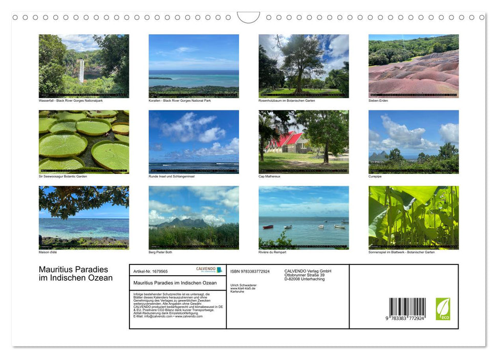 Mauritius Paradies im Indischen Ozean (CALVENDO Wandkalender 2025)