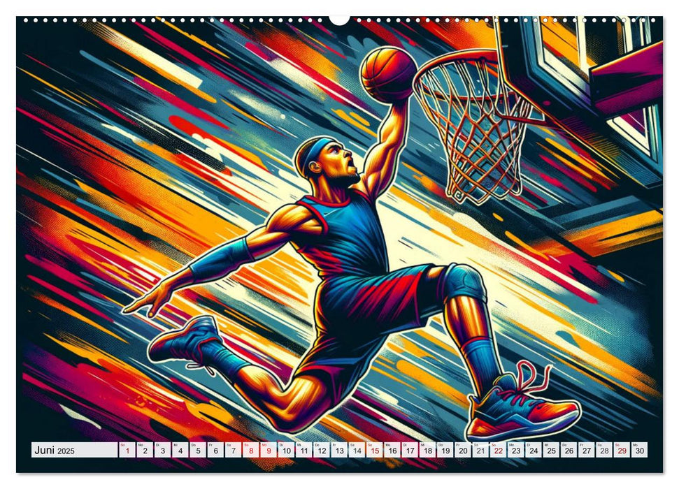 Basketball Expressionismus - Kunstvolle KI Interpretationen des Courts (CALVENDO Premium Wandkalender 2025)