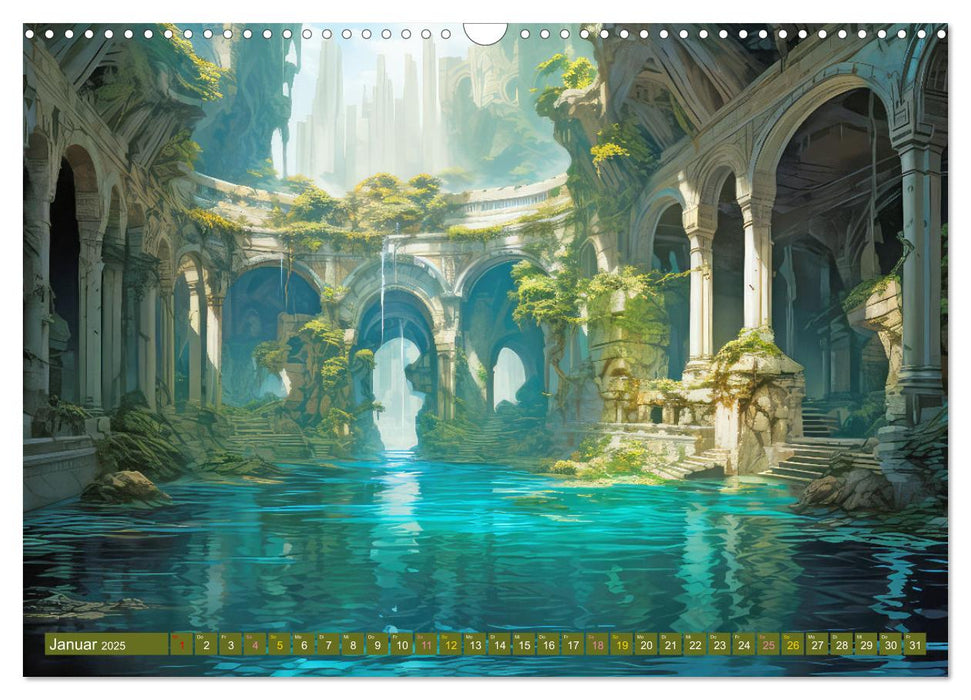 Ruinen versunkener Kulturen - Fantasiebilder (CALVENDO Wandkalender 2025)