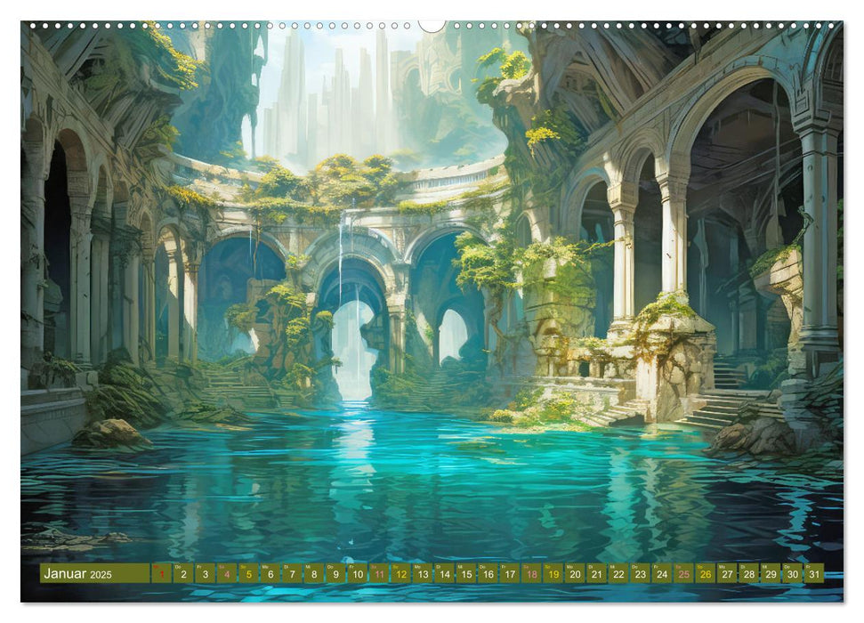Ruinen versunkener Kulturen - Fantasiebilder (CALVENDO Premium Wandkalender 2025)