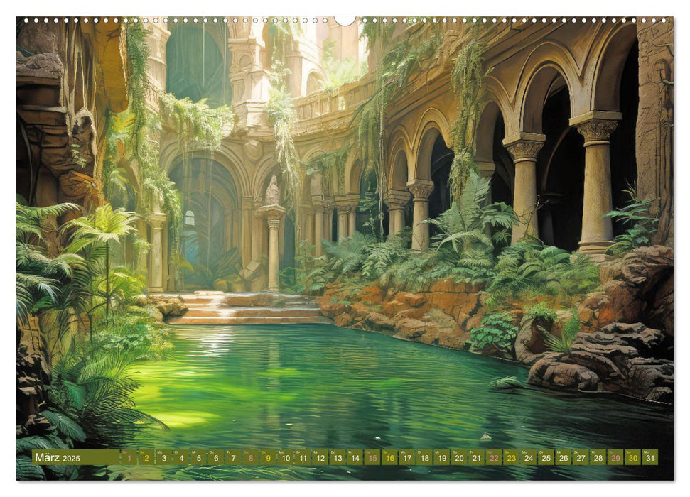 Ruinen versunkener Kulturen - Fantasiebilder (CALVENDO Premium Wandkalender 2025)
