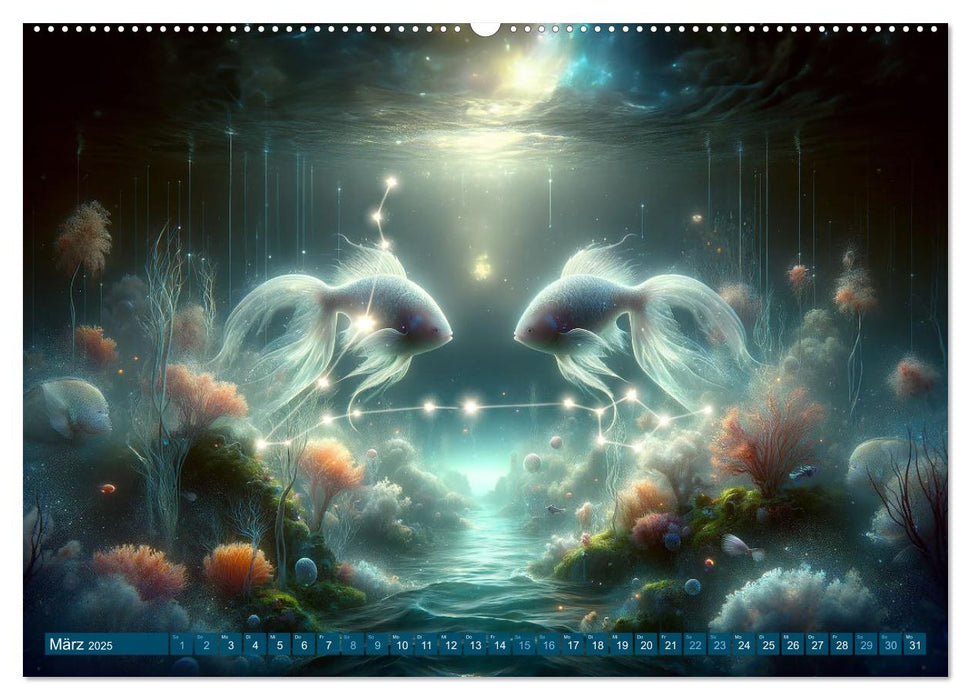Kosmische Sinfonie: Der Tanz der Sternzeichen (CALVENDO Premium Wandkalender 2025)