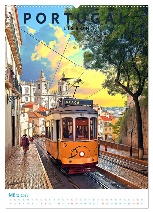 Portugal - Old School Poster Style (CALVENDO Wandkalender 2025)