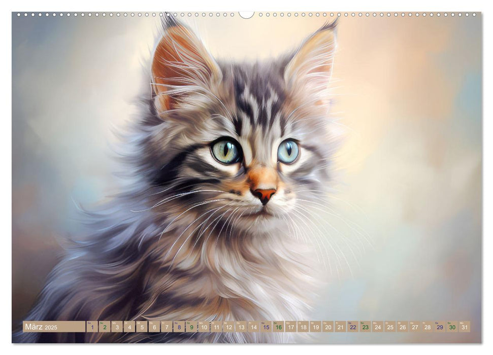 Katzen im Pastellstil (CALVENDO Premium Wandkalender 2025)