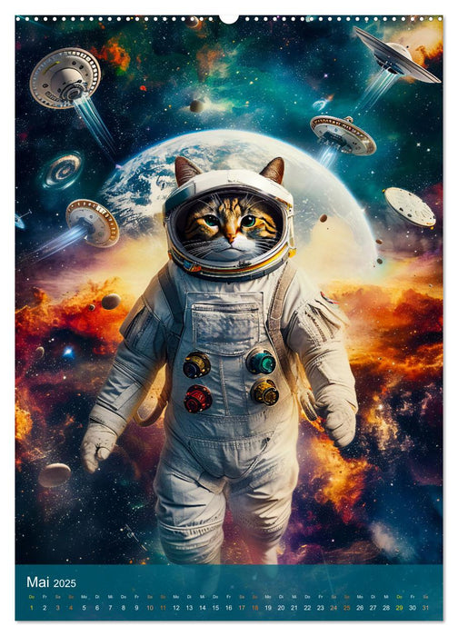 Katzen im All - Katzenastronauten im Kosmos (CALVENDO Wandkalender 2025)