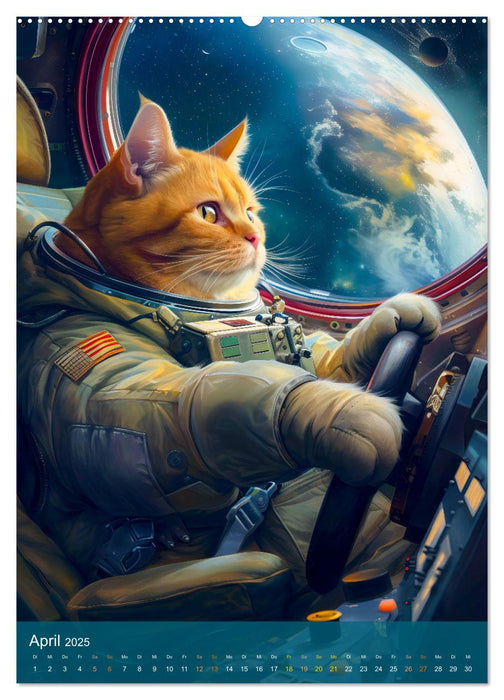 Katzen im All - Katzenastronauten im Kosmos (CALVENDO Premium Wandkalender 2025)