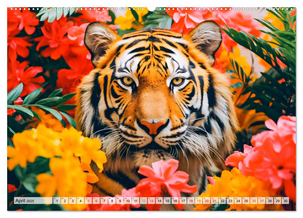 Art animalier - Animaux et fleurs (Calendrier mural CALVENDO 2025) 