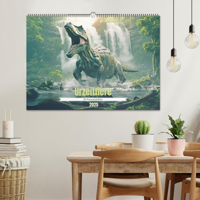 Urzeittiere - KI-Fantasiebilder (CALVENDO Wandkalender 2025)