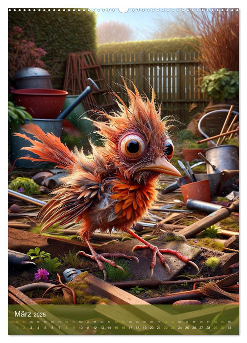 Griffonnages et plumes : Une année avec des oiseaux moches (Calendrier mural CALVENDO 2025) 
