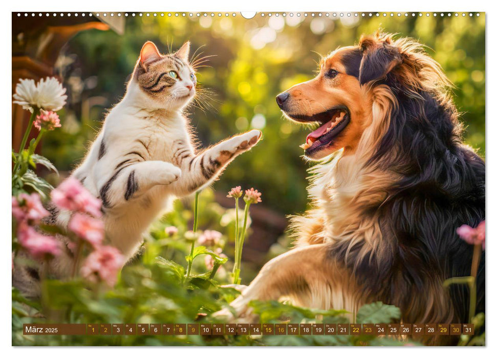 Bauernhof-Freunde - Hunde und ihre tierischen Freundschaften (CALVENDO Wandkalender 2025)