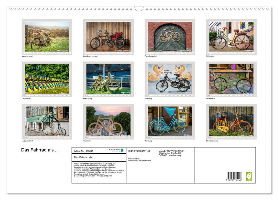 Le vélo comme... (Calendrier mural CALVENDO 2025) 