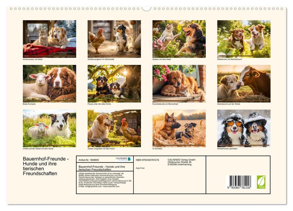 Bauernhof-Freunde - Hunde und ihre tierischen Freundschaften (CALVENDO Premium Wandkalender 2025)