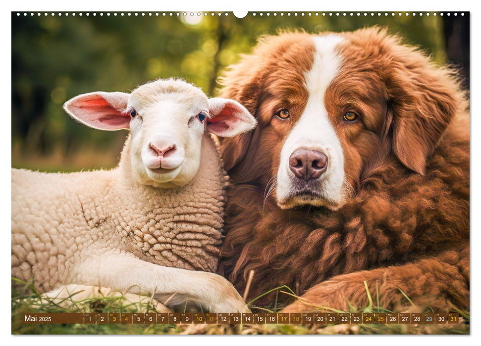 Bauernhof-Freunde - Hunde und ihre tierischen Freundschaften (CALVENDO Premium Wandkalender 2025)