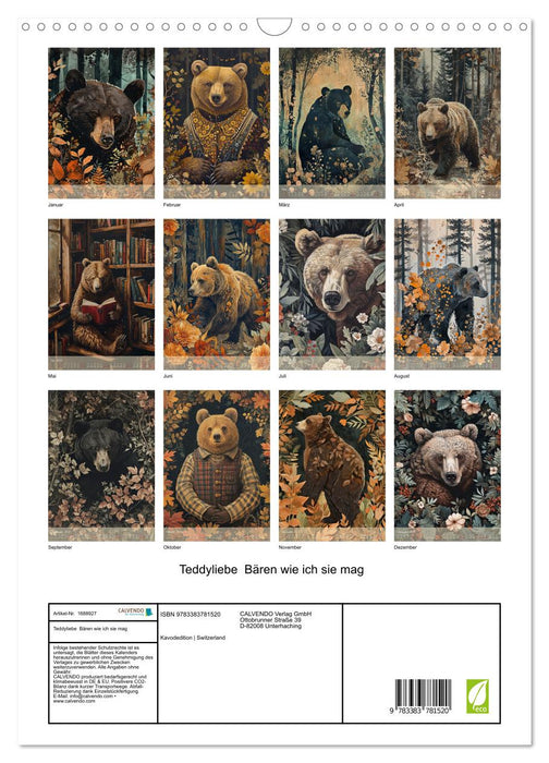 Des ours en peluche comme je les aime (Calendrier mural CALVENDO 2025) 