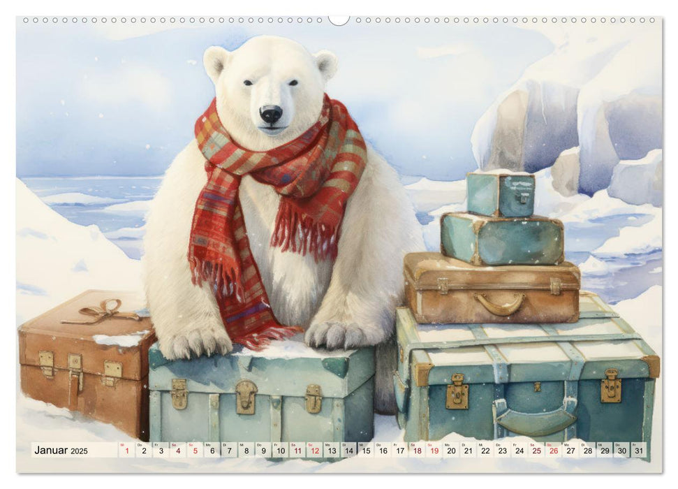 L'ours polaire Eik en voyage en Europe (calendrier mural CALVENDO 2025) 