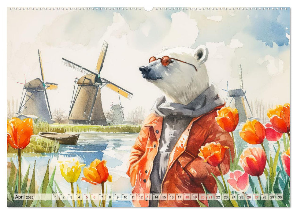 L'ours polaire Eik en voyage en Europe (Calvendo Premium Wall Calendar 2025) 