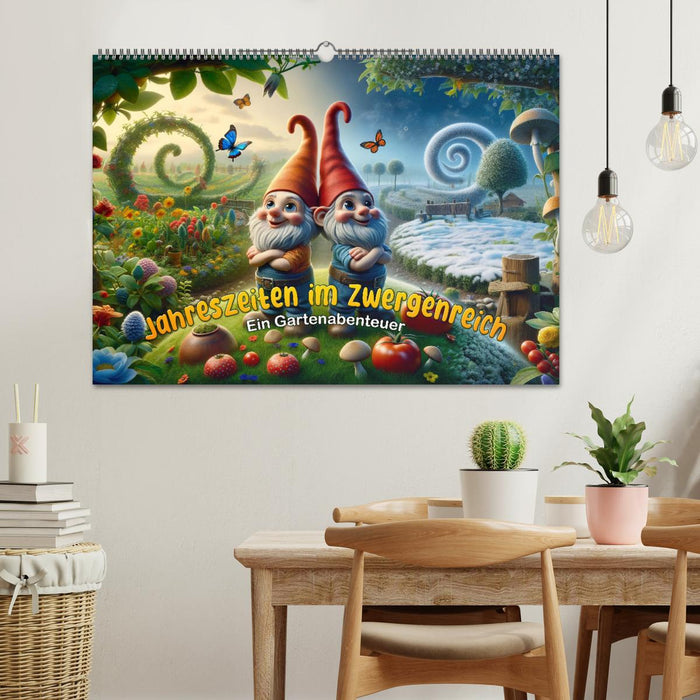 Saisons dans le royaume nain : une aventure dans le jardin (calendrier mural CALVENDO 2025) 