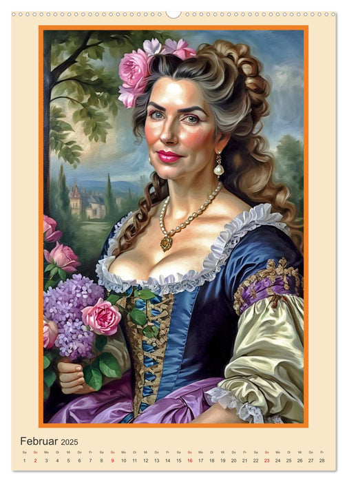 Galerie de portraits, femmes en costumes baroques (Calendrier mural CALVENDO Premium 2025) 