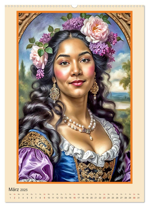 Galerie de portraits, femmes en costumes baroques (Calendrier mural CALVENDO Premium 2025) 