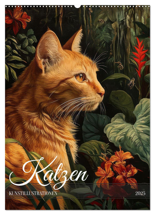 Katzen Kunstillustrationen (CALVENDO Wandkalender 2025)