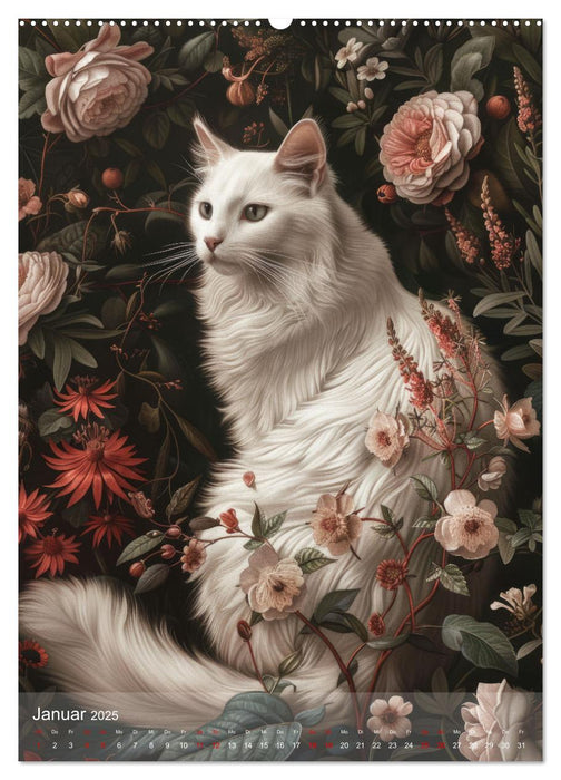 Katzen Kunstillustrationen (CALVENDO Premium Wandkalender 2025)