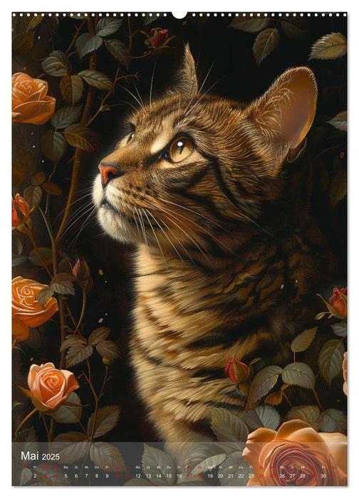 Katzen Kunstillustrationen (CALVENDO Premium Wandkalender 2025)