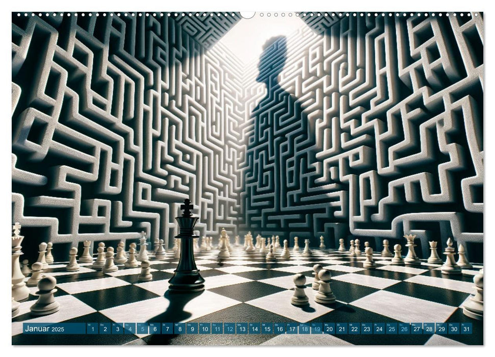Mondes d'échecs : Douze mois dans le royaume des rois (Calvendo Premium Wall Calendar 2025) 