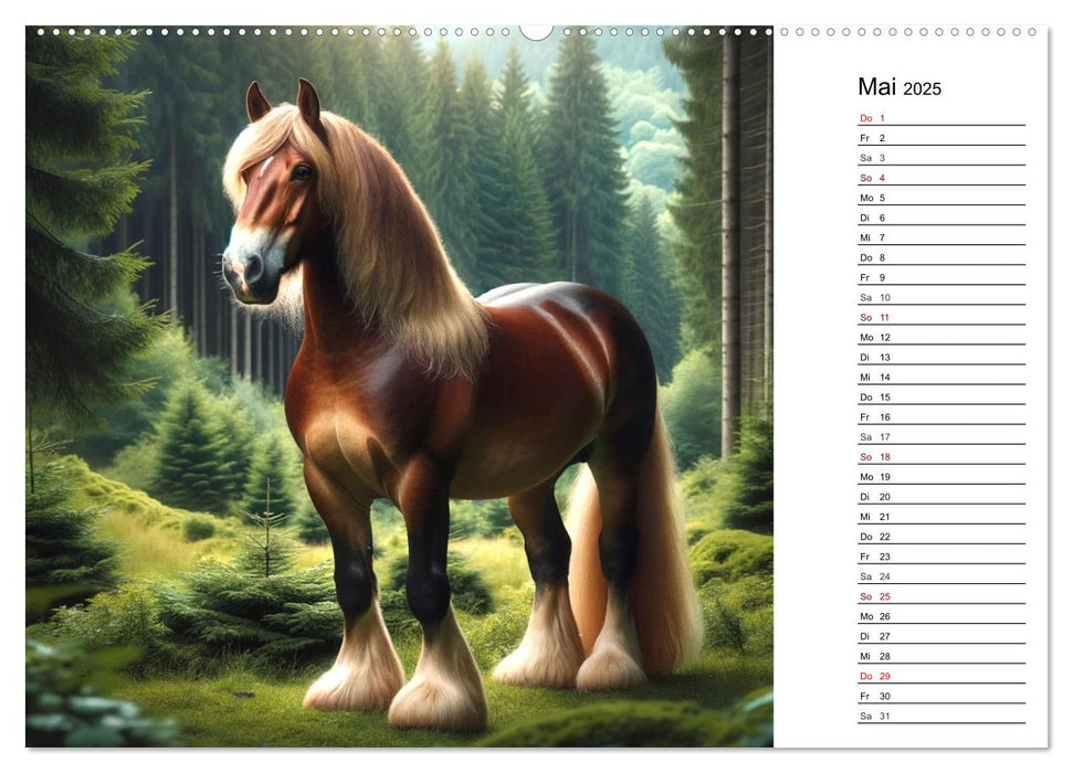 Kaltblüter - Die majestätische Kraft und Schönheit der Kaltblutpferde (CALVENDO Wandkalender 2025)