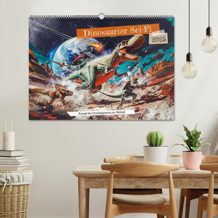 Dinosaur Sci-Fi – Bataille des géants préhistoriques dans l'espace (Calendrier mural CALVENDO 2025) 