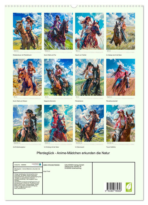 Pferdeglück - Anime-Mädchen erkunden die Natur (CALVENDO Premium Wandkalender 2025)